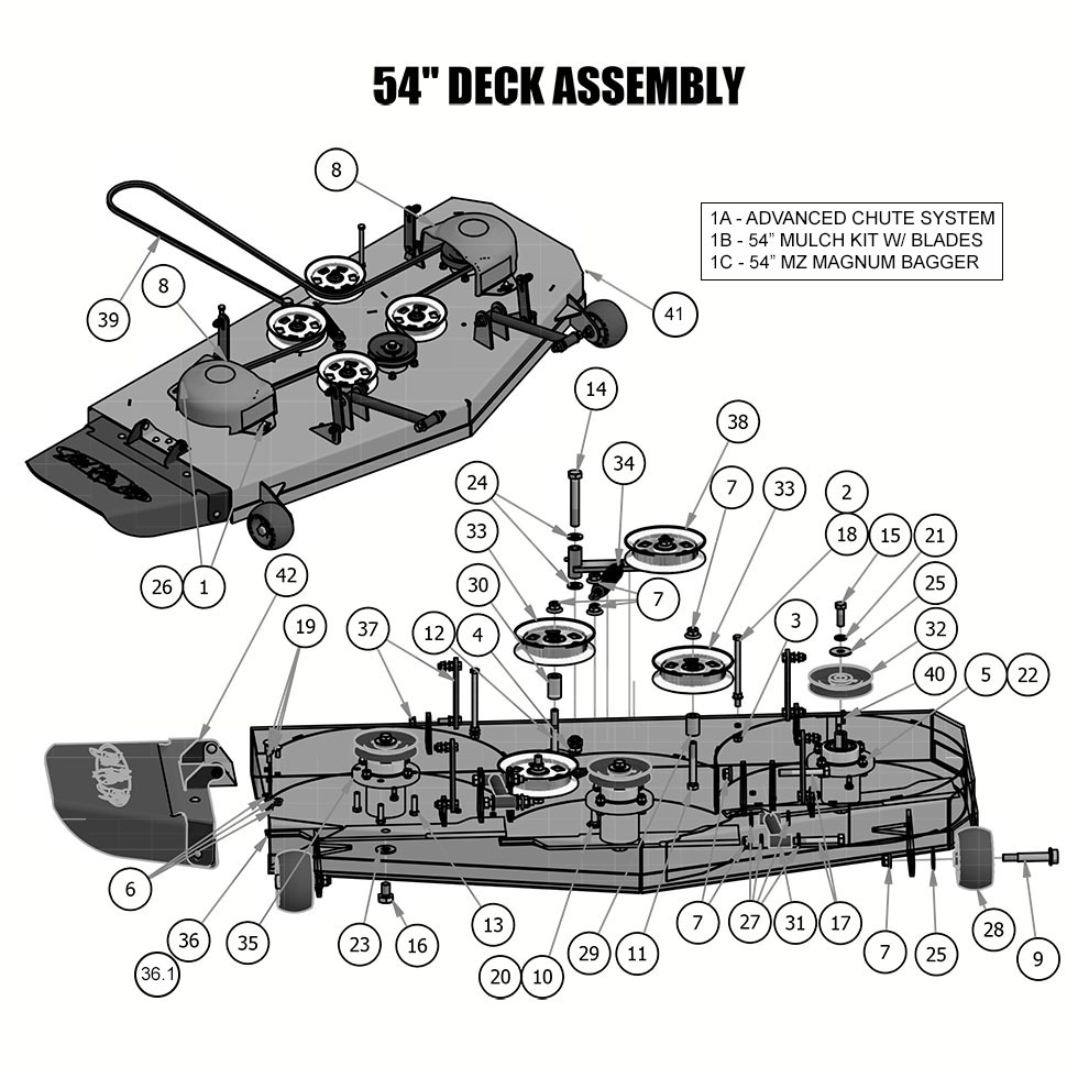 1907 - Bad Boy Mower Parts Lookup > 2019 > MZ & MZ Magnum > 54\" Deck Assembly